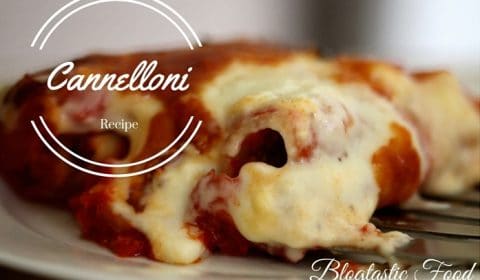 A cannelloni recipe presented in the form of a pin for Pinterest.