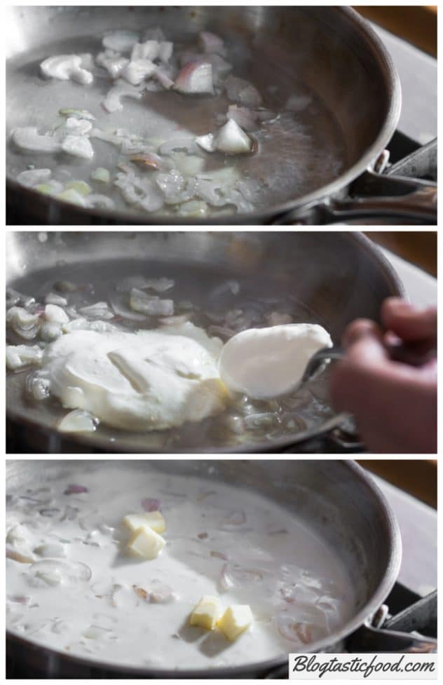A step by step series of photos showing how to make lemon butter sauce.