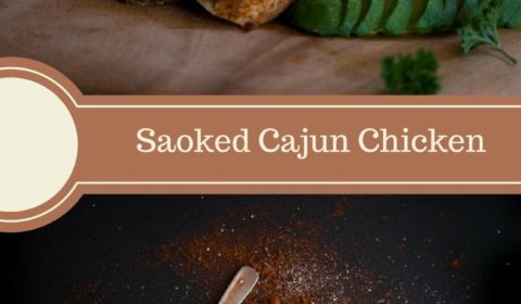A Cajun chicken with quinoa recipe presented in the form of a pin for Pinterest.