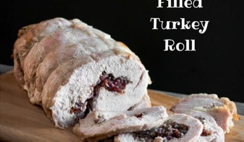 A brined turkey roll recipe presented in the form of a pin for Pinterest.