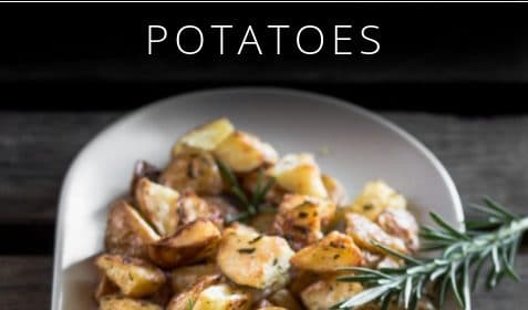 A roasted potato recipe preented in the form of a pin for Pinterest.