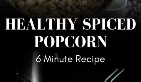 A homemade popcorn recipe presented in the form of a pin for Pinterest.