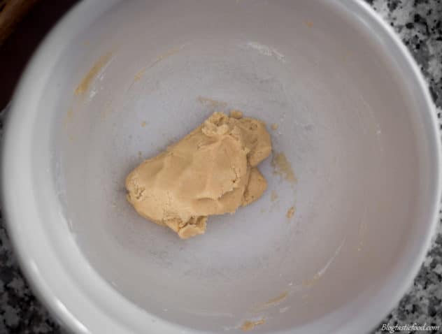 An overhead photo of peanut butter cookie dough.