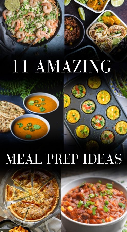 A front cover for an 11 meal prep idea post.