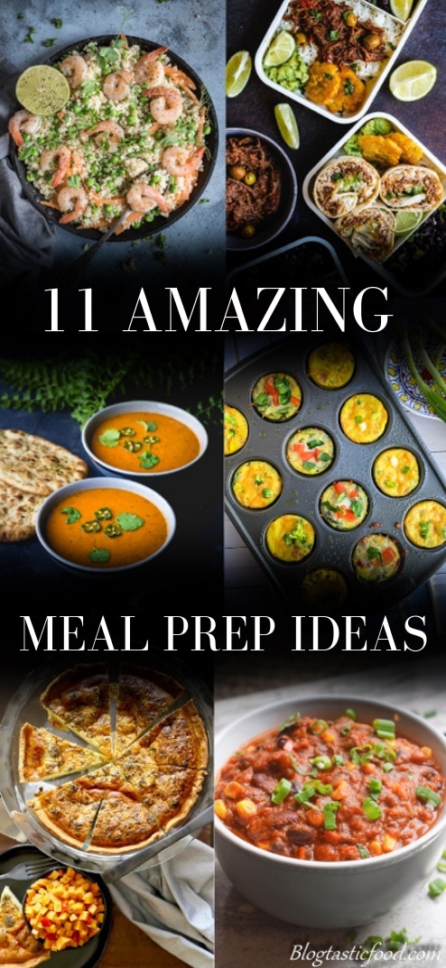 A front cover for an 11 meal prep idea post. 