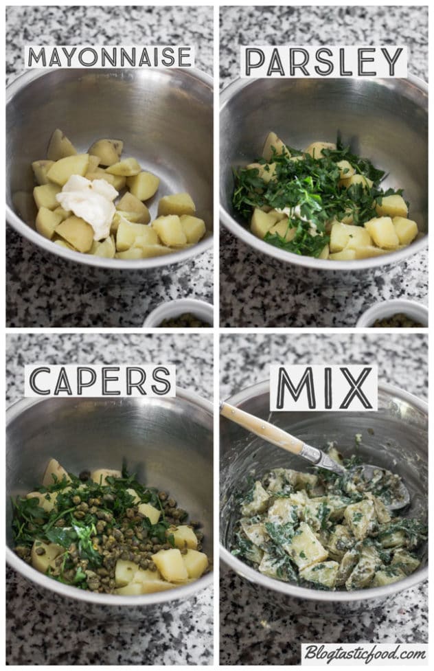 A step by step guide showing how to make a simple potato salad. 