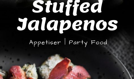 A stuffed jalapeno recipe presented in the form of a pin for Pinterest.