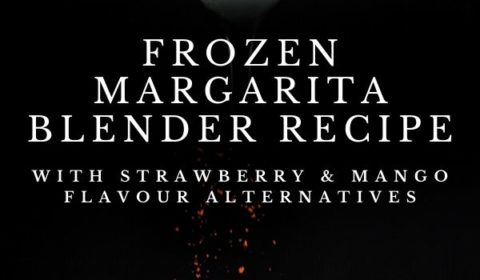 A frozen margarita recipe presented in the form of a pin for Pinterest.