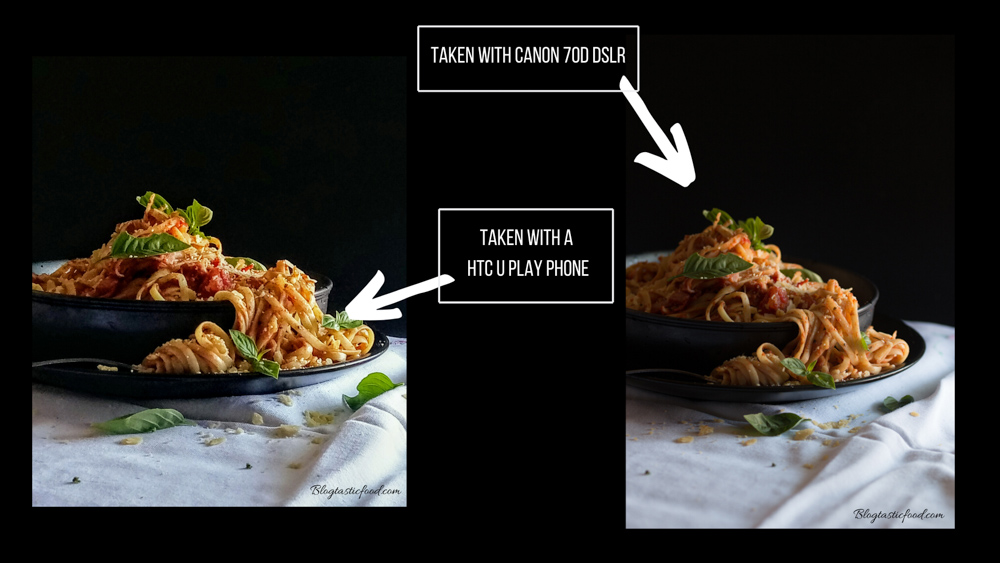 2 photos of pasta side by side.