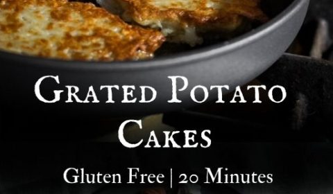 A potato cake recipe presented in the form of a pin for Pinterest.
