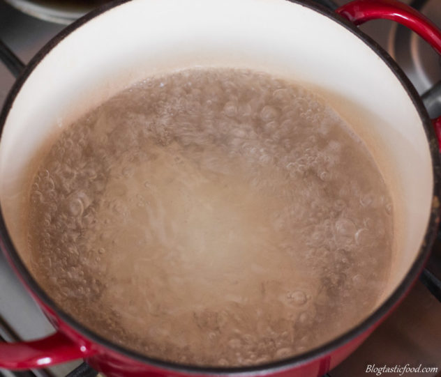 A pot of water boiling.